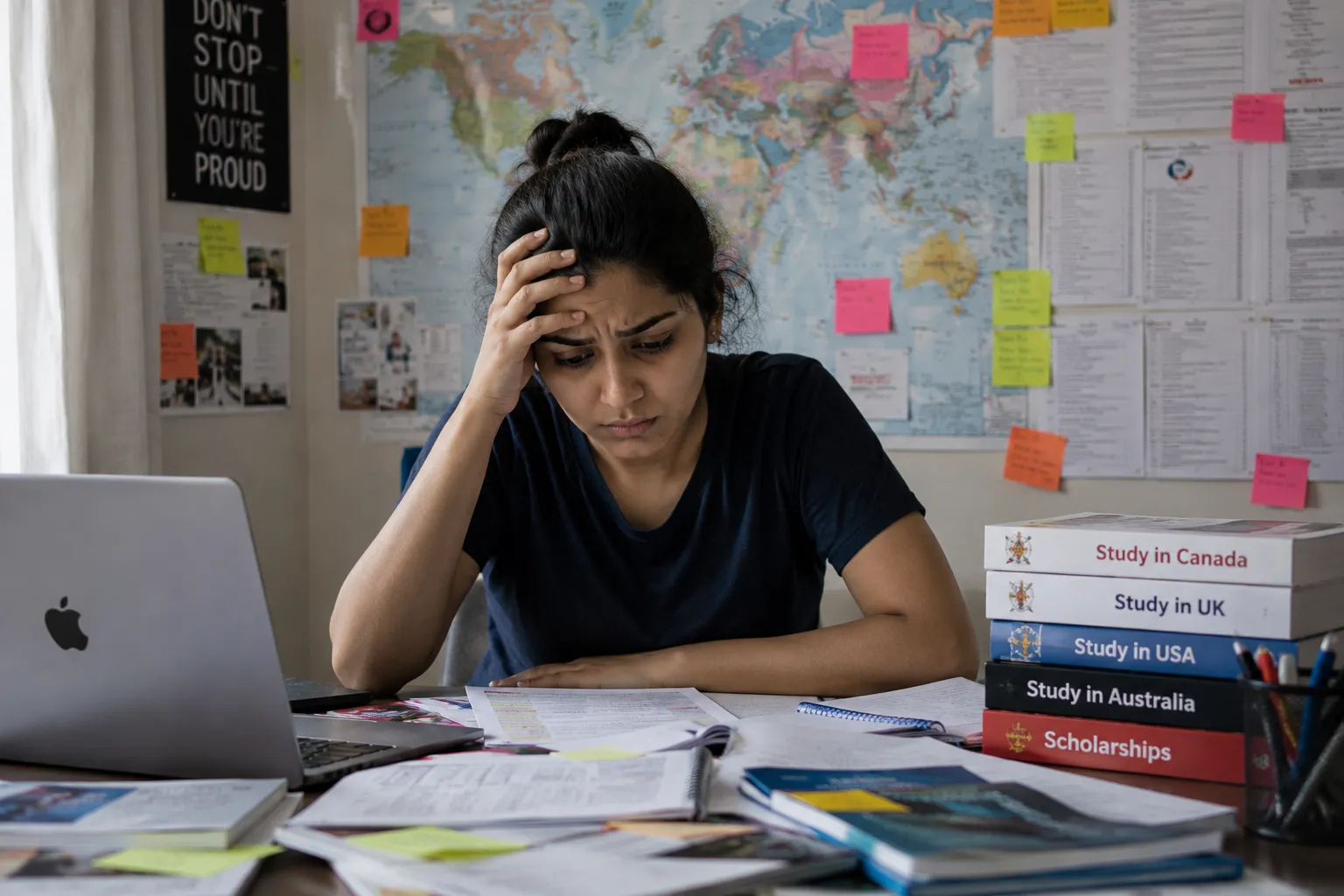 Confused student choosing university